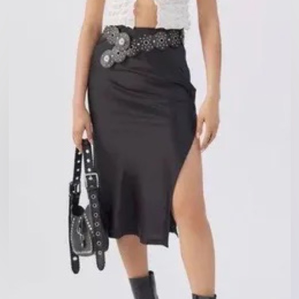 UO Edy Satin Midi Skirt